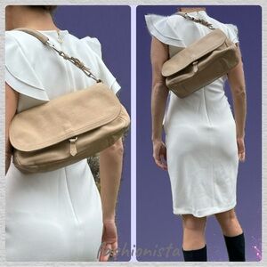 💯% Authentic Vintage Prada Small Shoulder Bag Nude w COA